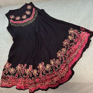 Asha Boho Dress Swim Coverup Medium Embroidered Beach Whimsy Tropical Coastal